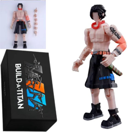 Build-a-Titan™ Flame Raider – Vuur Piraat Actiefiguur met Dolk – Poseerbare Anime-Inspiratie – Volledig Gemonteerd – Verwisselbare Onderdelen – 13 cm