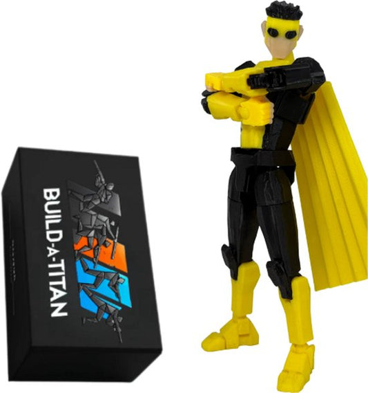 Build-a-Titan™ Yellow Striped Indestructible Hero – Poseerbare Anime Actiefiguur – Volledig Gemonteerd – Verwisselbare Onderdelen – 13 cm