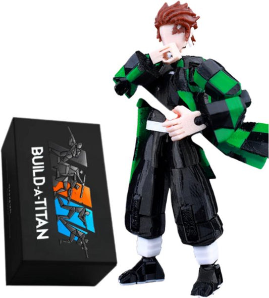 Build-a-Titan™ Slayer Warrior – Poseerbare Actiefiguur met Zwaard – Volledig Gemonteerd – Anime-Inspiratie – Verwisselbare Handen – 13 cm