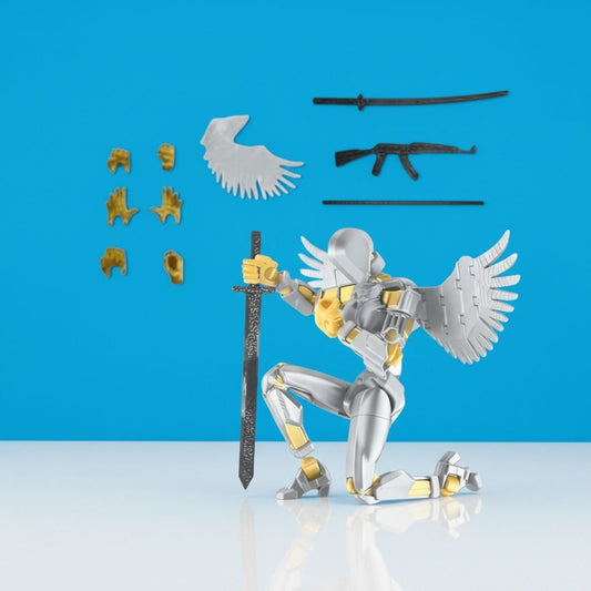 Titan Original Solrion the Lightbringer - Goud / Zilver - Poseerbare Action Figure 13cm - Build a Titan